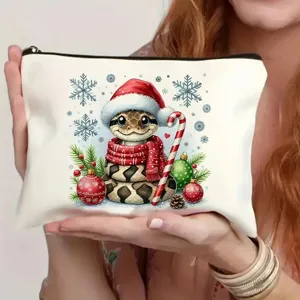 Weihnachtsschlange Muster Kosmetiktasche, süße Make-up Tasche für Aufbewahrung auf Reisen.