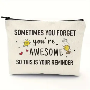 Canvas Kosmetiktasche mit Spruch Reißverschluss Kulturbeutel für Reisen Make-up Tasche.