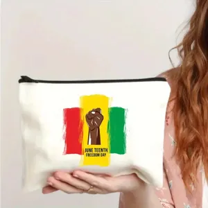 Borsa cosmetica in tela con stampa grafica Juneteenth Freedom Day per la conservazione.