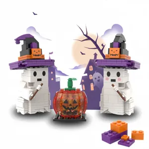 Set di mattoncini Halloween con fantasmi e zucca, regalo perfetto per feste a tema.