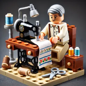 Vintage sewing machine building blocks set, creative mini toy model ornament for girls.