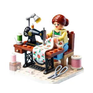 Mini vintage sewing machine building blocks toy set, creative mini model bricks for kids and girls.
