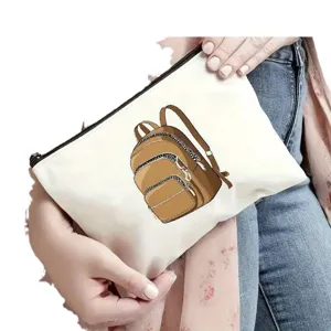 Borsa cosmetica in tela personalizzata con cerniera, pratica custodia per il trucco.