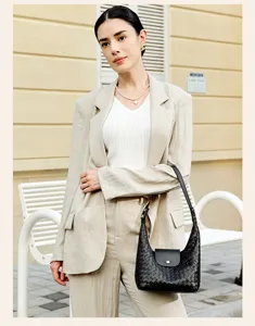 Sac hobo en cuir tressé sac bandoulière dumpling sac à main élégant pour le travail