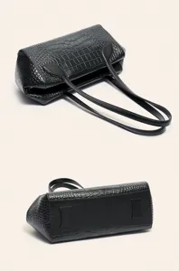 Black leather Boston bowling shoulder handbag for women, elegant commuter daily tote bag.