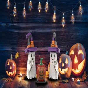 Set di mattoncini Halloween simpatiche figure di fantasmi con cappelli da strega e zucca