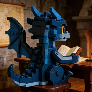 Blocchi di costruzione drago blu giocattolo in mattoncini anime creativo che legge