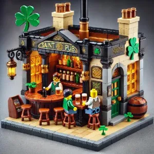 Saint Patrick Jour pub blocs de construction rue vue créatif jouet brique ensemble