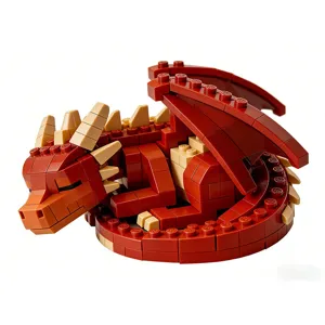 Ensemble de blocs de construction dragon rouge, jouet animal mignon pour enfants.