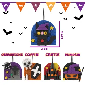 Σετ κρεμαστών στολιδιών δομικών στοιχείων Halloween, χαριτωμένο μενταγιόν τούβλων.
