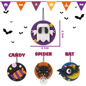 Σετ διακόσμησης Halloween με τουβλάκια, χαριτωμένο φάντασμα αράχνη και νυχτερίδα.