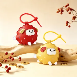 Mignon mouton bulle porte-clés en cuir sac charme festif cadeau du Nouvel An chinois