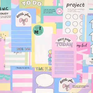 Korean style cute sticky notes memo pads set pastel color tearable message paper for daily use.