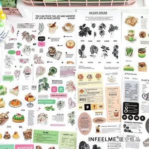 Infeel.Me cute journaling stickers set, aesthetic DIY stationery supplies for planner decoration.