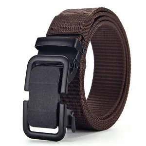 Ceinture tactique en toile pour homme avec boucle automatique noire sangle en nylon respirante