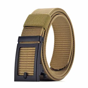 Ceinture tactique en nylon pour homme avec boucle automatique noire, sangle respirante.