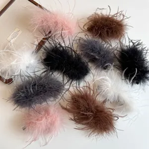 Flauschiger Feder Bananenclip Herbst Winter Volumen Haarnadel Hinterkopf Pferdeschwanz Vertikaler Clip Damen Haarschmuck