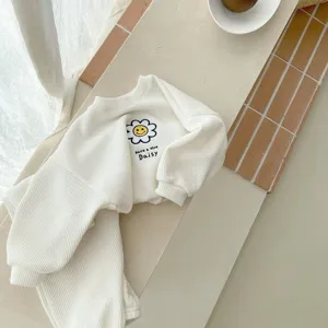 Conjunto de chándal acanalado para niña pequeña sudadera margarita otoño ropa infantil