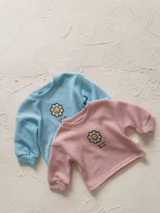 Conjunto casual de canalé fino con girasol de otoño para niña sudadera deportiva infantil