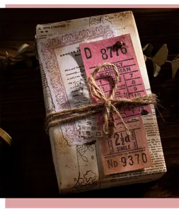 Vintage scrapbook tickets retro journal labels material paper for DIY craft diary decoration.