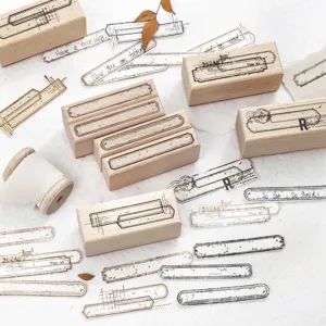 Set de sellos de madera vintage para diario scrapbooking, etiqueta retro DIY papetería artesanía.