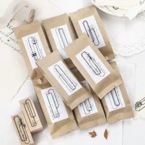 Conjunto de sellos y notas con borde vintage largo para journaling creativo y manualidades.