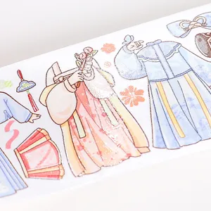 Decorative washi tape cute cartoon wardrobe fashion outfit design stickers for planner journaling