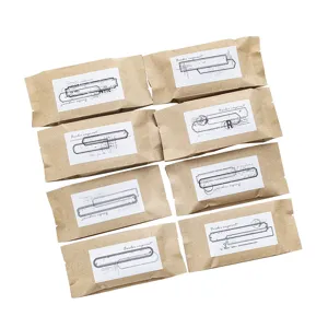Paquetes de material de memo vintage, 8 bolsas de papel retro largas con sello de borde.