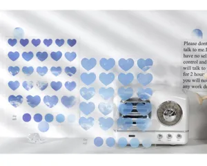 Süßes ästhetisches blaues Wolken Herz transparentes Deko Sticker Set für Tagebuch basteln.