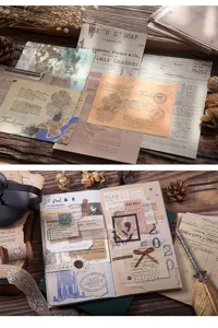 Vintage journal material pack antique paper DIY stickers aesthetic stationery decorative supplies