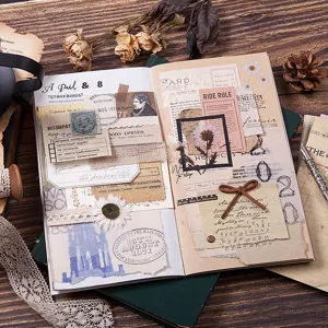 Vintage scrapbooking material book retro journal DIY decorative stickers antique paper supplies