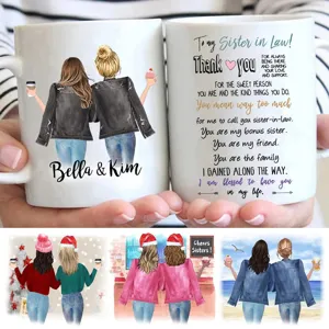 Custom sister in law ceramic coffee mug 11oz personalized gift office drinkware cup
