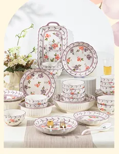 Gedetailleerd overzicht van keramisch bloemig servies met prachtige motieven en elegante vormen.