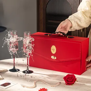 Luxury Crystal Butterfly Champagne Glasses Set with Elegant Red Gift Box for Wedding