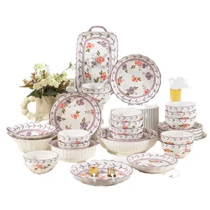 Keramisch servies set bloemen porselein kom bord keuken tafel servies cadeau collectie