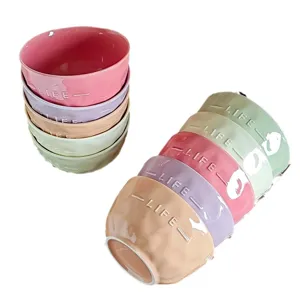 Minimalist INS style ceramic bowls set, cute pastel colors for home kitchen, dessert and rice.