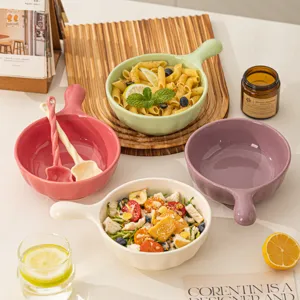 Bol de Cuisson en Céramique Style Ins Avec Poignée Bol à Soupe Salade Riz Vaisselle Creative
