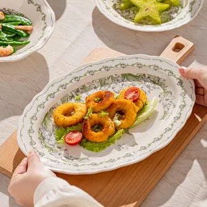 Japanse onderglazuur bloemen keramische serveerschaal elegante diepe schotel voor tafel