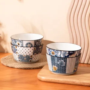 Japanese style ceramic bowl set underglaze retro rice bowl tableware kitchen dining essentials