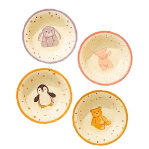 Joli ensemble de bols en céramique de dessin animé vaisselle couleur sous glaçage fruits