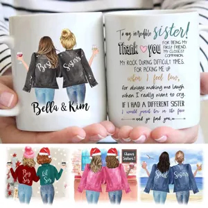 Custom Best Friends Ceramic Mug Personalized Sister Gift Coffee Cup Office Drinkware