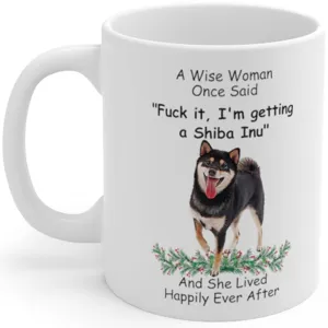 Taza de cafe de ceramica blanca con divertido estampado de Shiba Inu, regalo de oficina.
