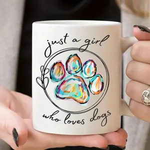 Tasse à café en céramique avec motif de patte de chien, cadeau de bureau idéal pour amoureux.