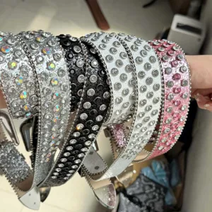 Ceinture en cuir strass femme style western Y2K cristal brillant ceinture taille mode