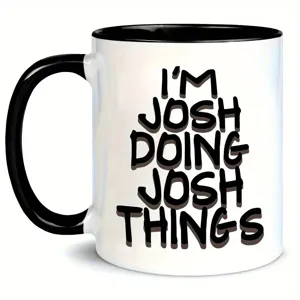Taza de café de cerámica personalizada con impresión de texto, diseño bicolor, uso diario.