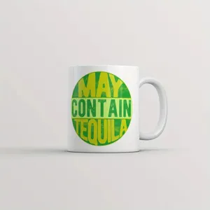 White ceramic coffee mug with green funny quote print, perfect for tea, office or daily use.