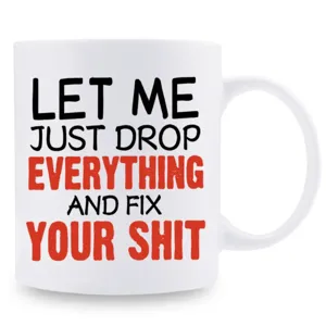 Weißer Keramik Kaffeebecher mit lustigem Neuheit Zitat Druck, perfektes Geschenk.