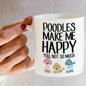 Tasse a cafe en ceramique avec motif de chien mignon et texte drole pour bureau.