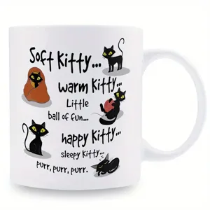 Süße schwarze Katze Keramik Kaffeetasse mit Spruch, perfektes Geschenk für Katzenfreunde.