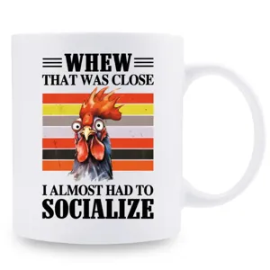 Taza de café de cerámica con motivo de gallo gracioso cita humorística taza blanca